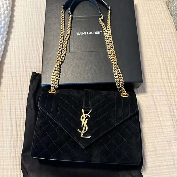 ENVELOPE MEDIUM CHAIN BAG IN MIX MATELASSÉ SUEDE - Picture 5 of 15